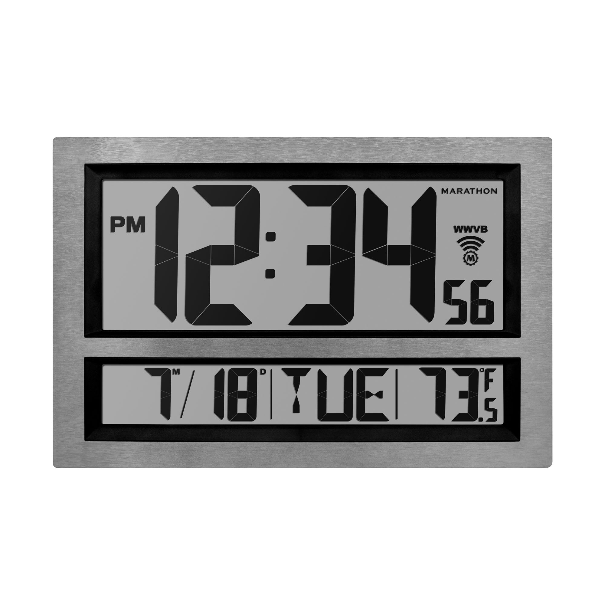 Marathon Slim Atomic Wall Clock, Graphite Gray discount - Large 10-Inch Full Calendar Dis