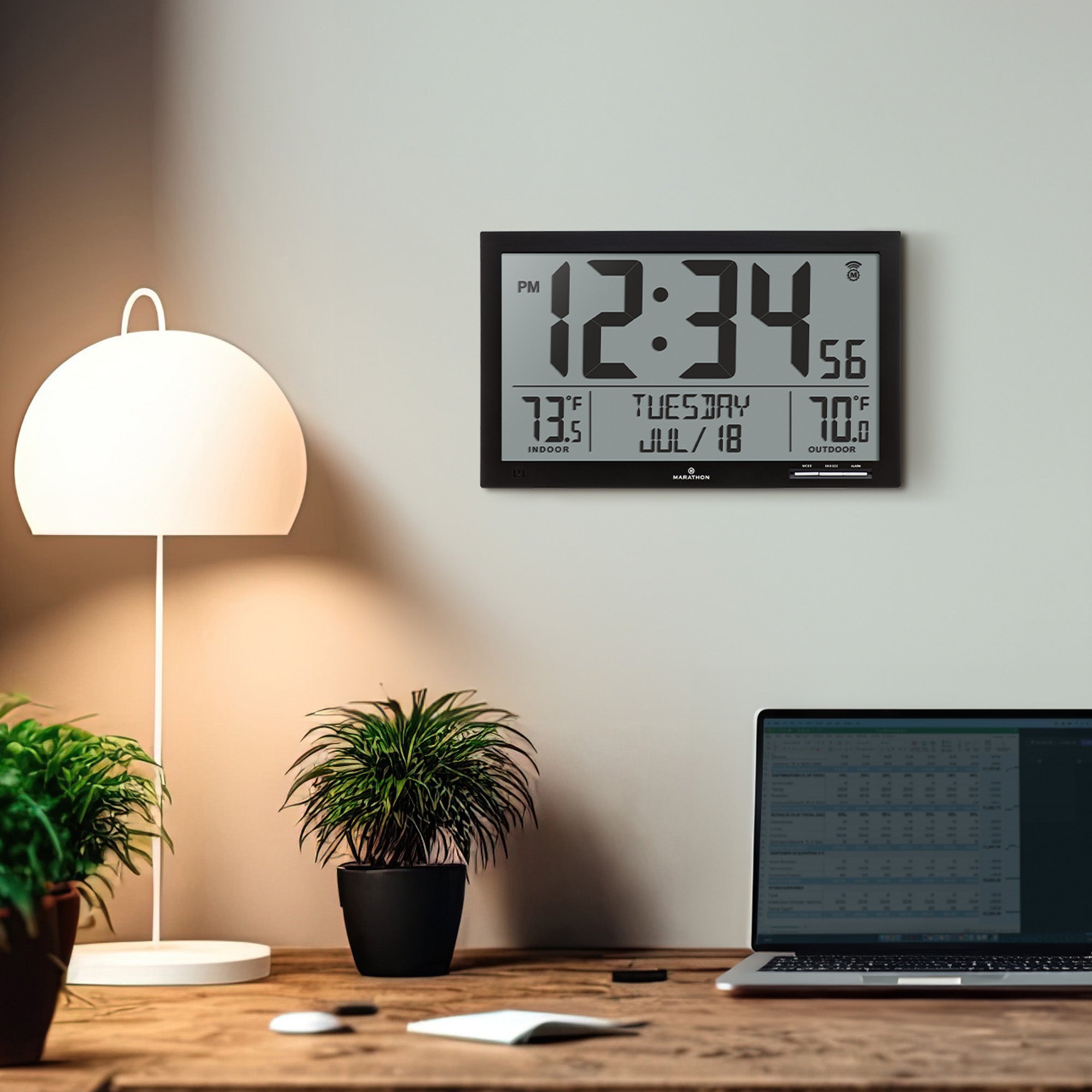 Self Setting Full Calendar Clock with Extra Large Digits Indoor