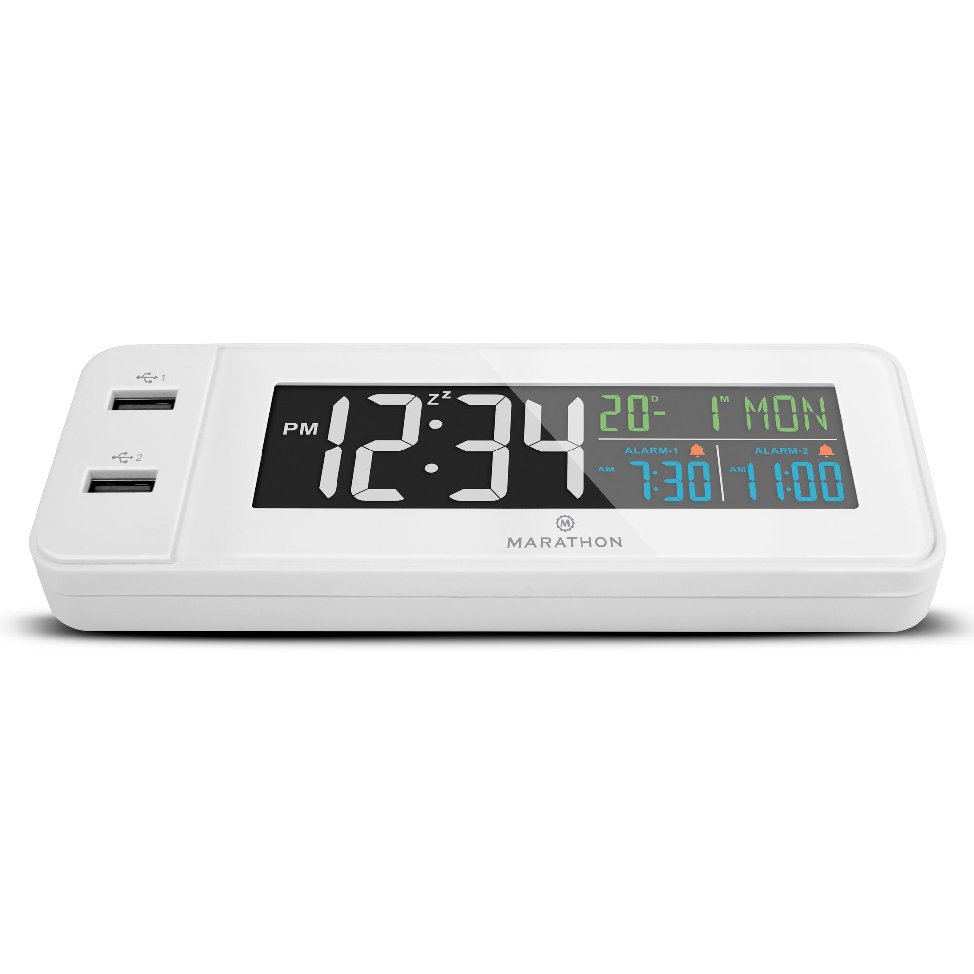 USB Clock with Two Front Fast Charging Ports Marathon Watch Company