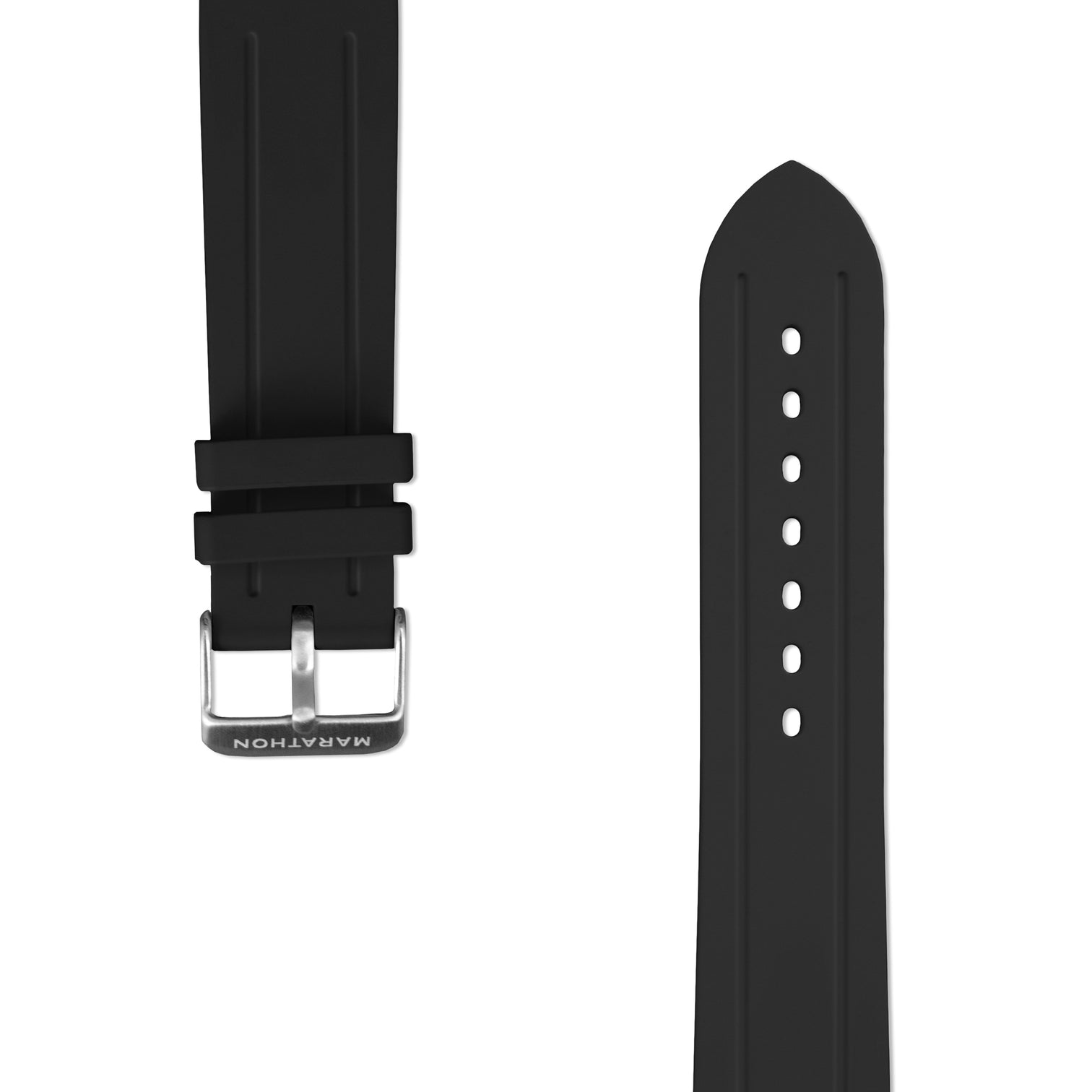 Two-Piece Rubber Dive Strap, Black, 22mm – Marathon Watch